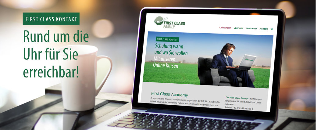 Headerbild mit Text: Rund um die Uhr für Sie erreichbar